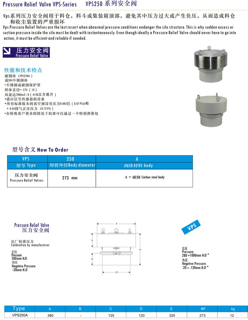 silo relief valve